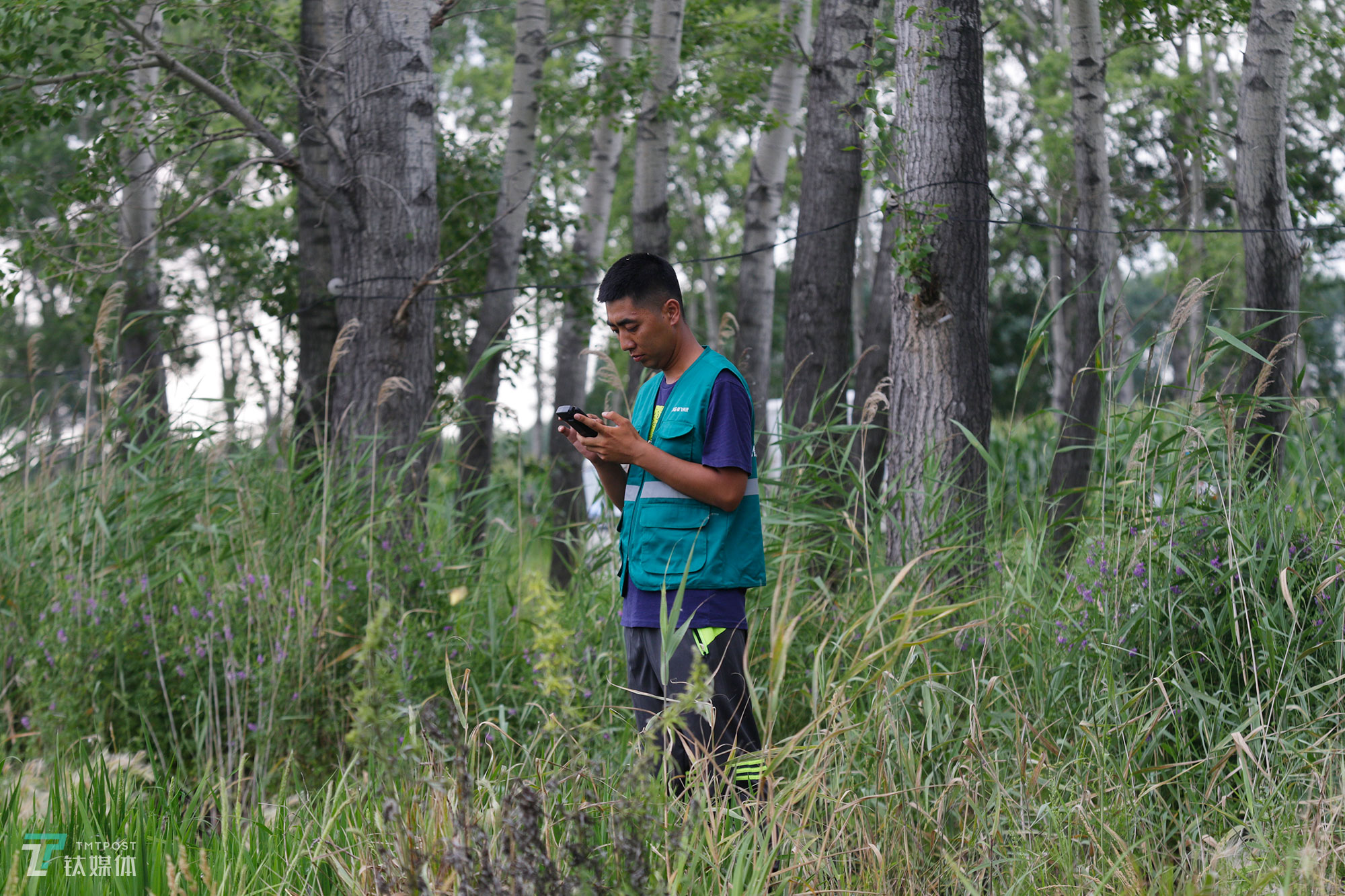 The new farmers with spraying drones in China's northeast farm land Beidahuang        