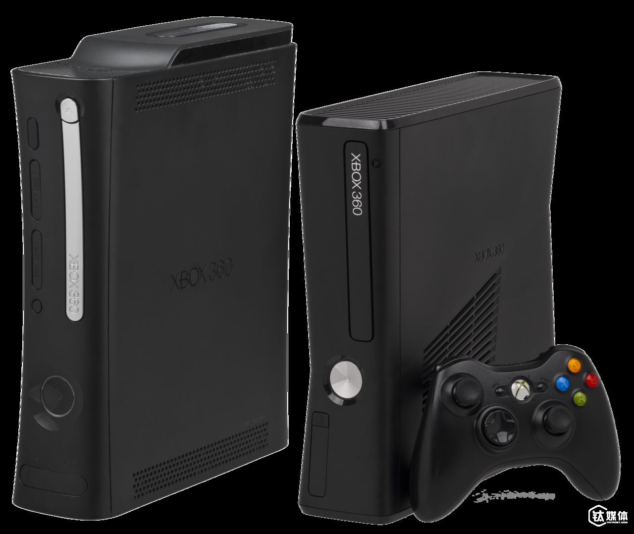 左边为 Xbox 360精英版，右边为 Xbox 360 S Evan-Amos