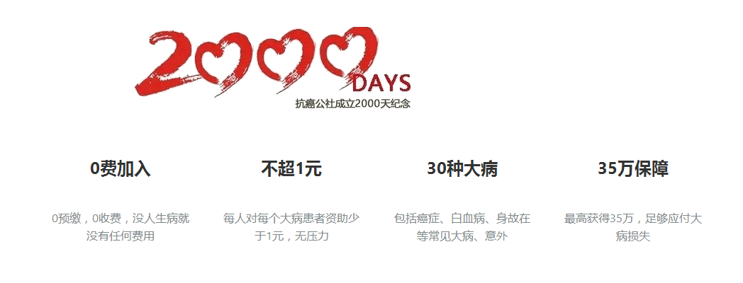 抗癌公社的官网页面