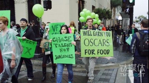 Rhythm & Hues Studios&rsquo;s staff were protesting outside the award ceremony (Source: variety.com)