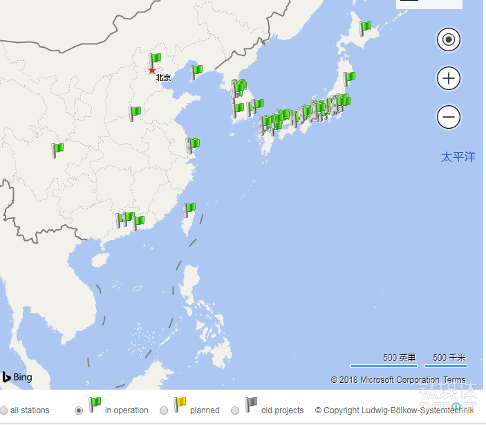 中国和日韩地区加氢站密度对比，图片来自H2Staion