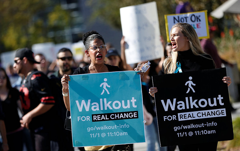 谷歌公司欧洲员工发起示威活动，图片来源：视觉中国