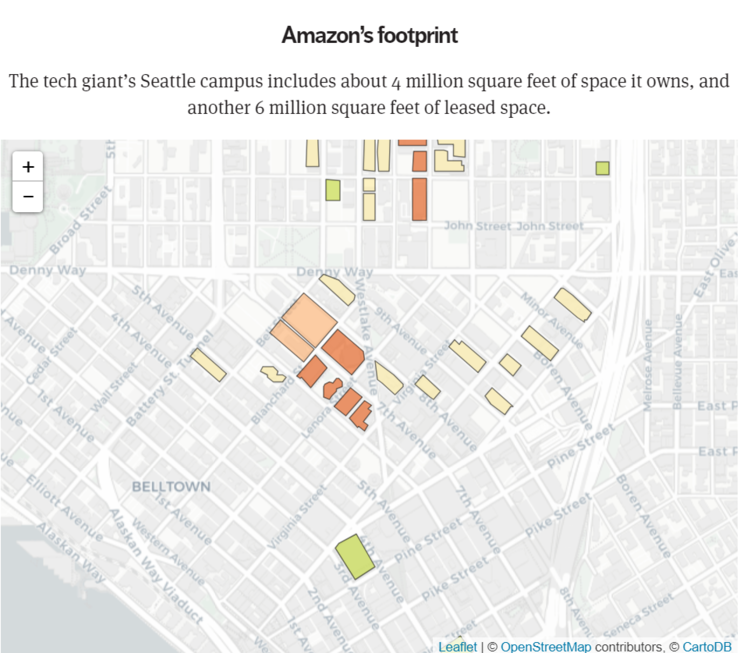 亚马逊在西雅图的占地面积