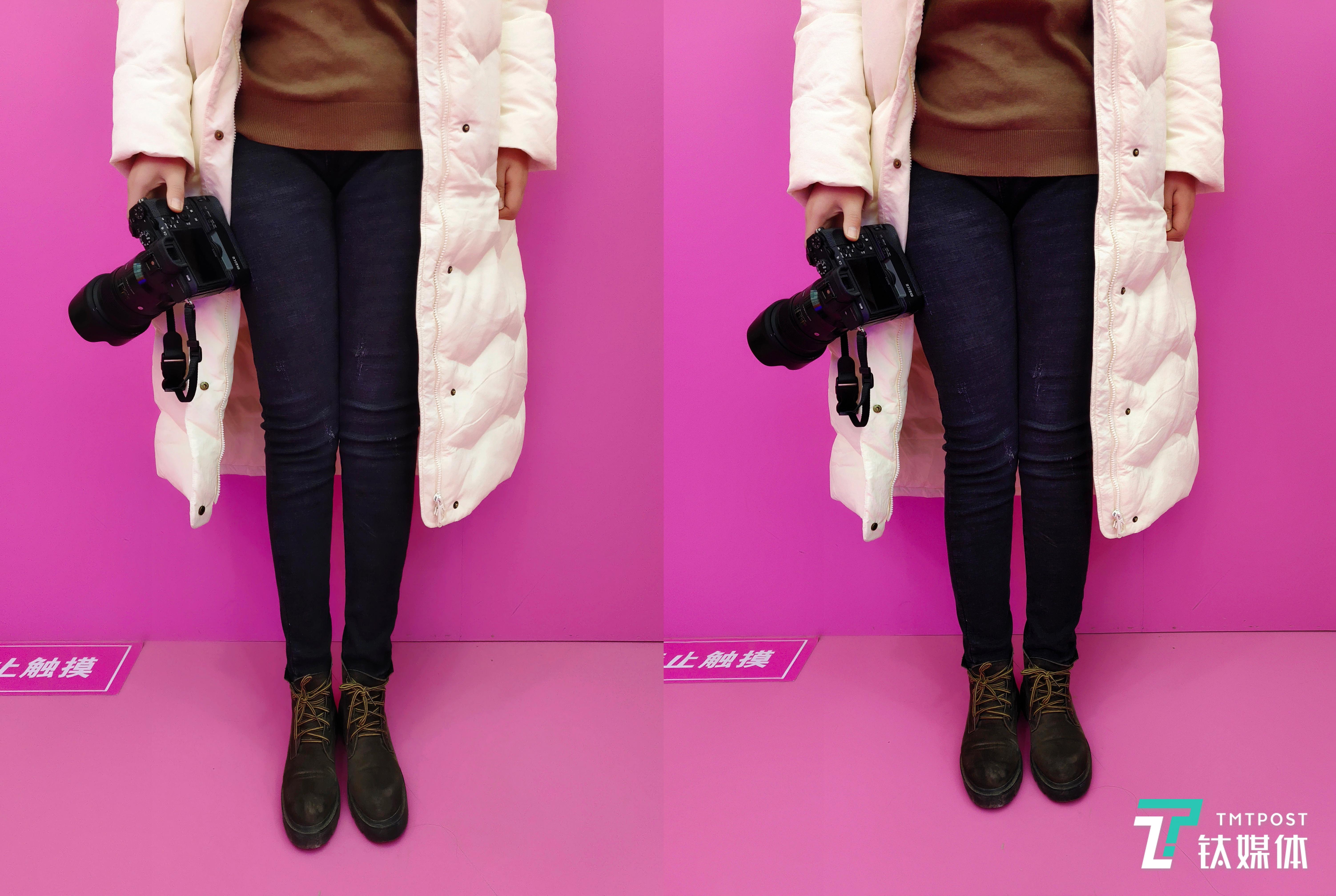 左边开启美体，右边为关闭，恐怕即使是水泥墩子也能拍出筷子的感觉