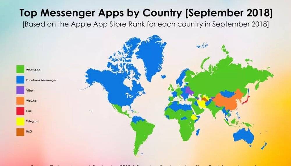 全球通信软件地图，数据来自SimilarWeb
