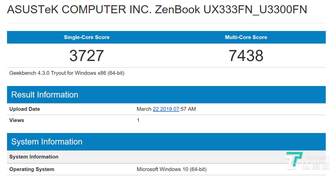GeekBench 4.3分数
