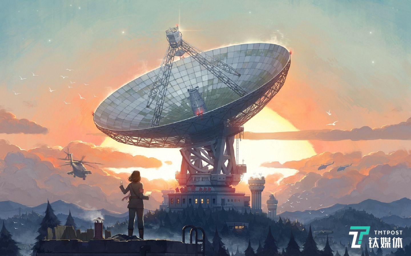 收录在《三体艺术插画集》中的芒朔作品《红岸》