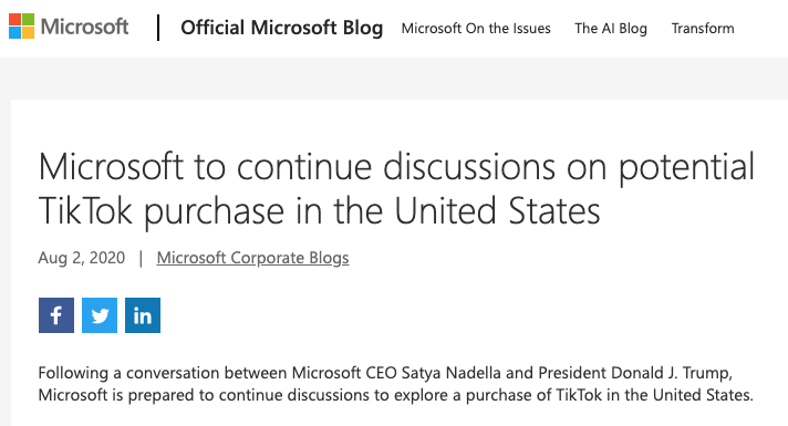 微软8月2日发表的博客文章/微软