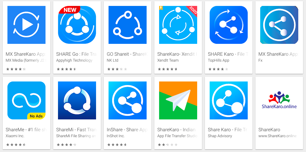 ShareKaro等一系列快传App/Android App store