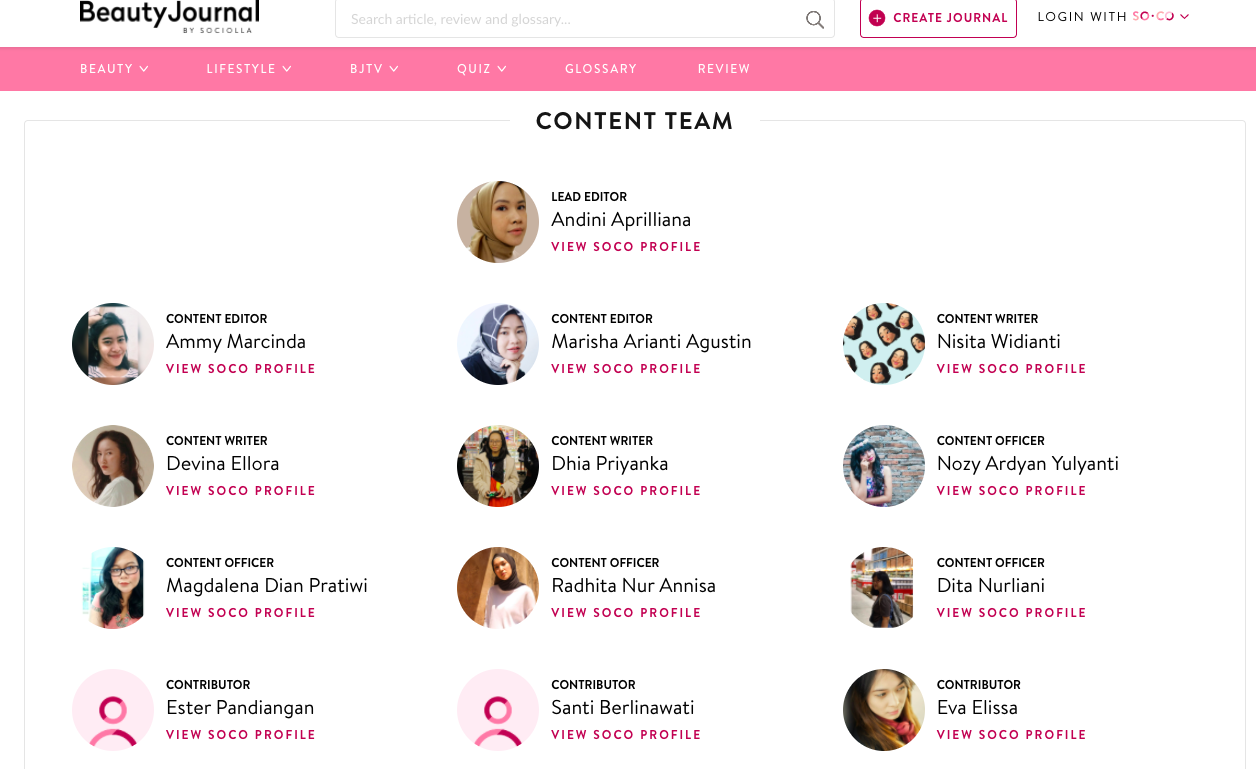 Beauty Journal的内容创作者团队 / Beauty Journal