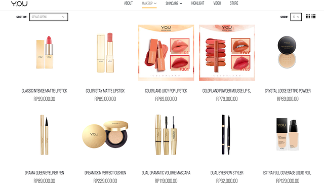 Y.O.U的美妆品类
