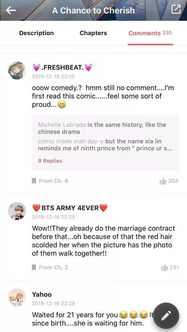 Webcomics上的海外读者留言