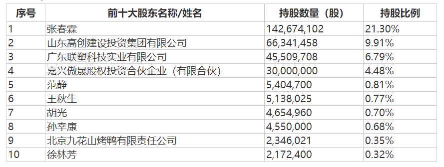 巴安水务前十大股东