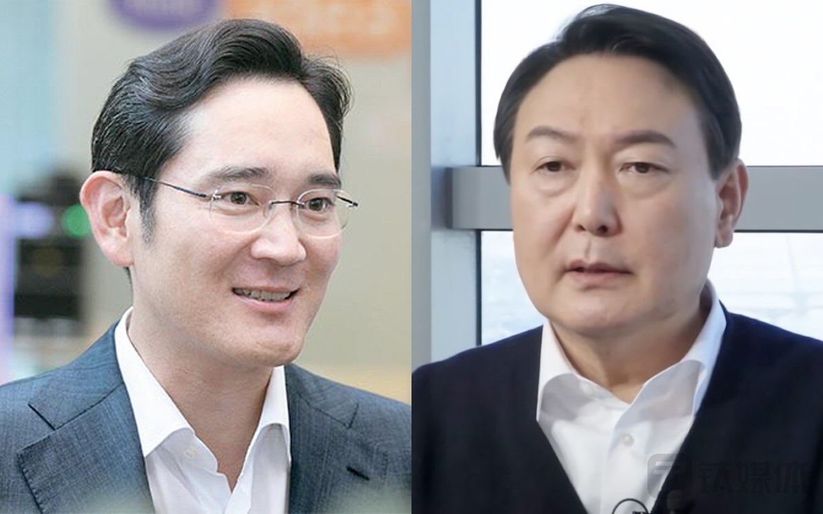 图左是三星电子副会长李在镕，图右是韩国总统尹锡悦