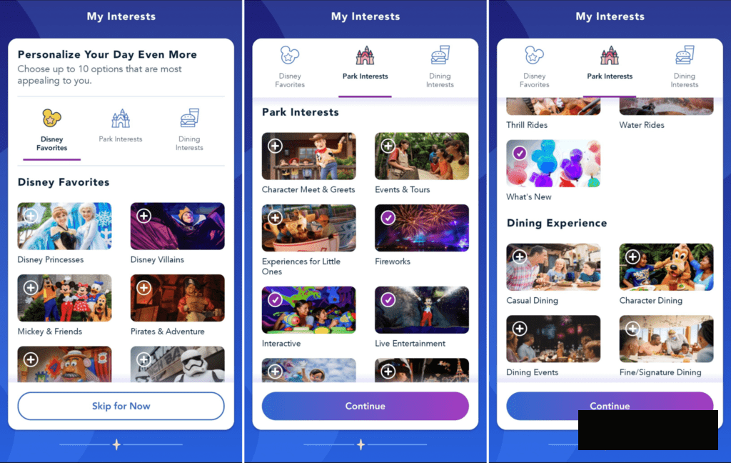 游客可以在Disney Genie上选择感兴趣的设施活动