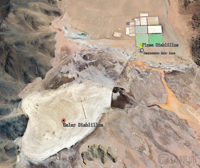 阿根廷Diablillos盐湖、盐田及卤水自喷井 图源Google Earth