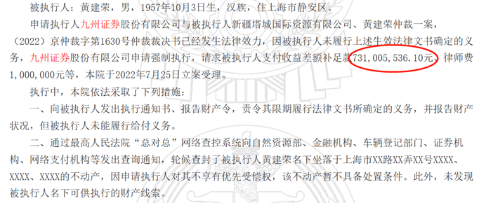 上海金融法院6月15日公布的执行裁定书 图源裁判文书网