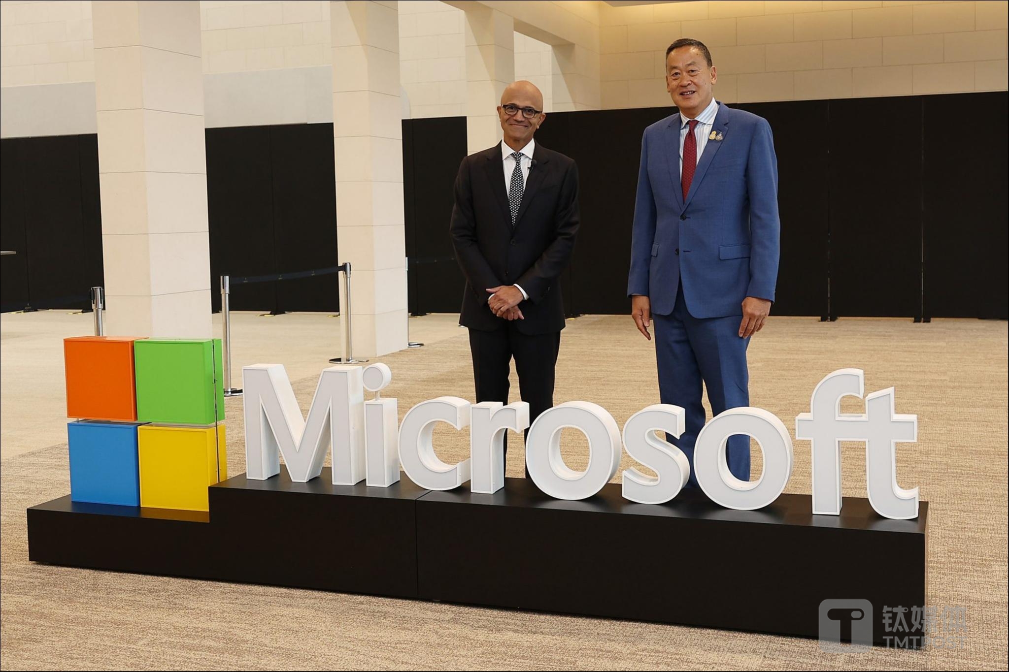 微软CEO纳德拉和泰国总理斯雷塔&middot;塔维辛