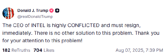 我的总统不喜欢我，英特尔的天塌了