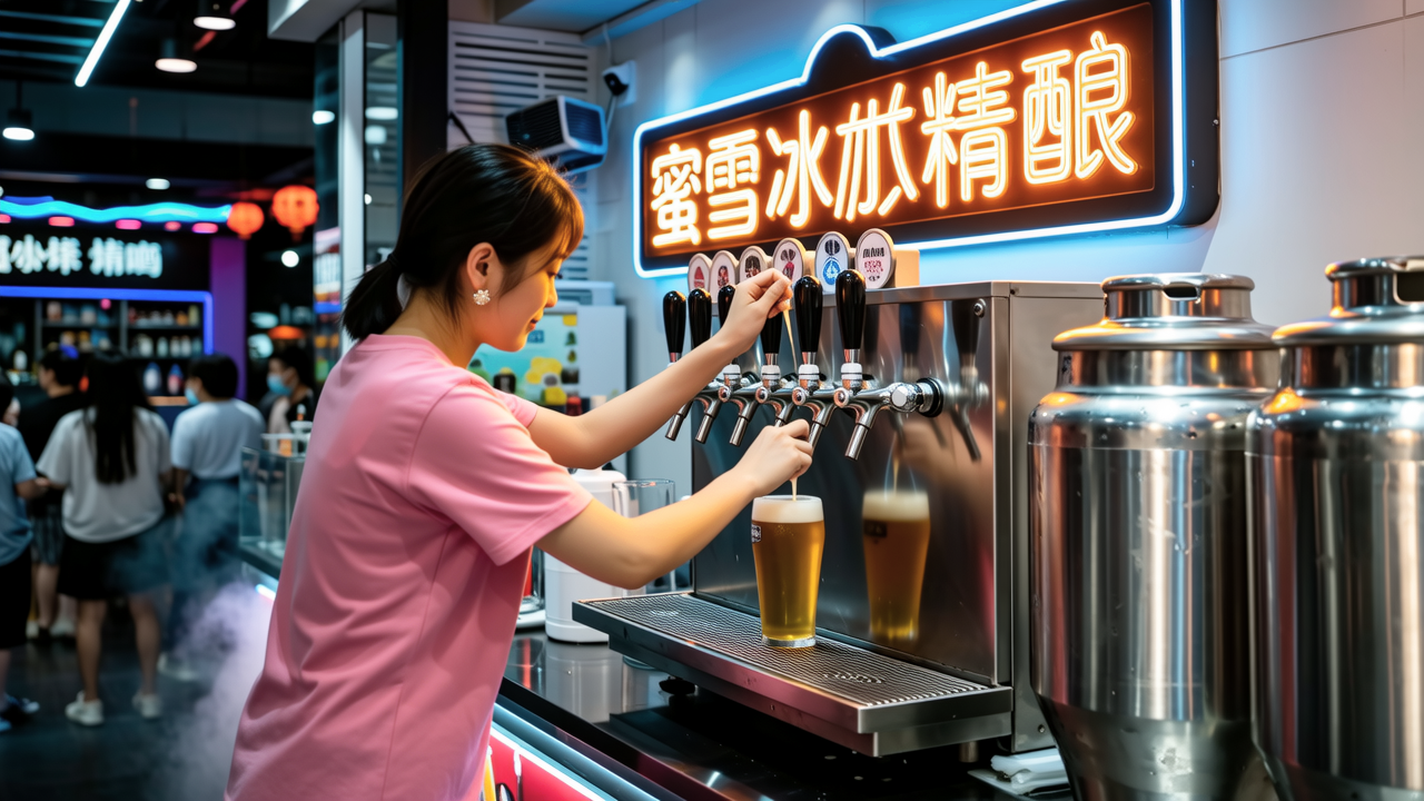 我们去鲜啤福鹿家看了看，蜜雪冰城怎么卖啤酒