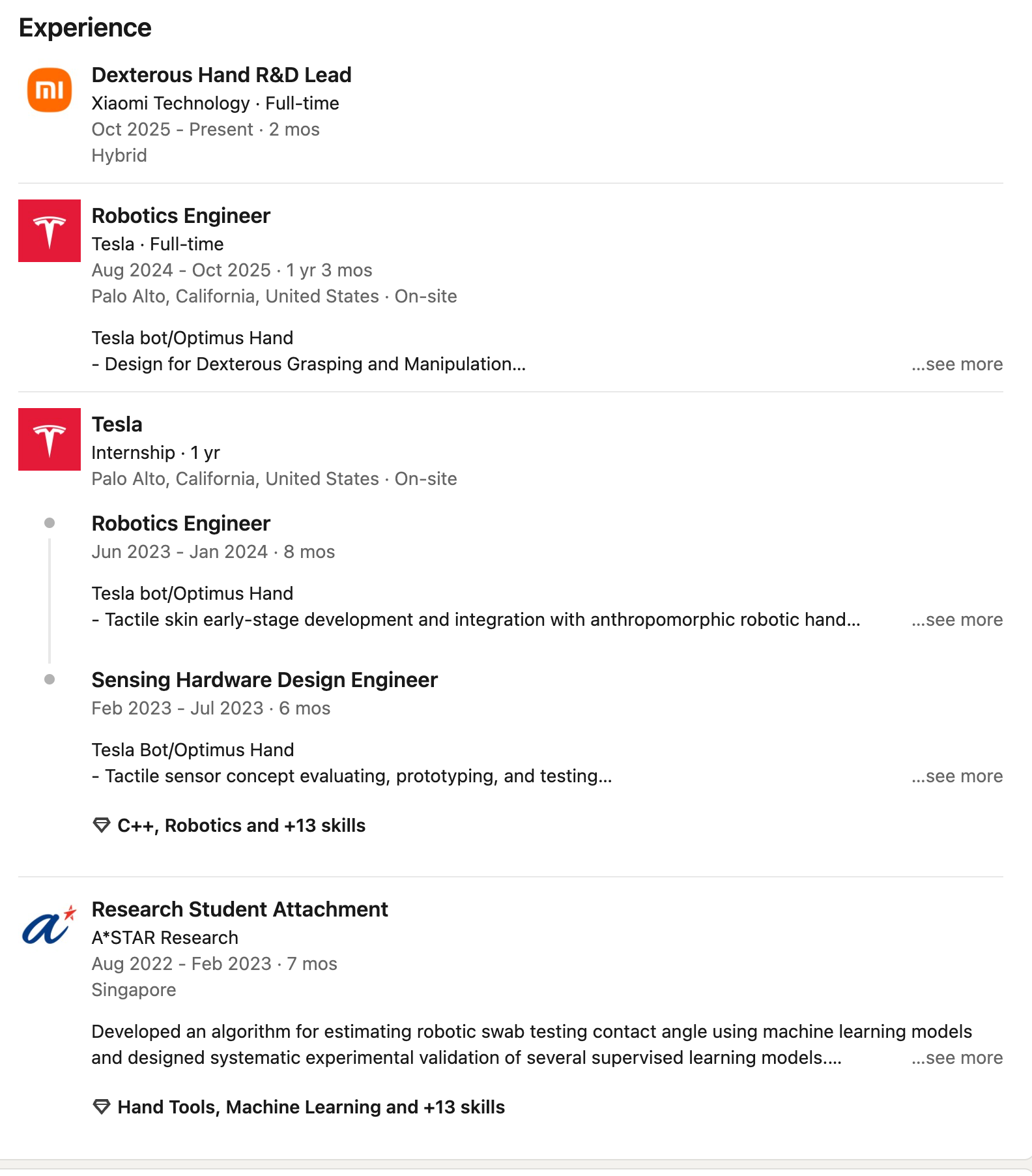 前特斯拉Optimus团队成员卢泽宇加入小米，任机器人灵巧手负责人 | 巴伦独家