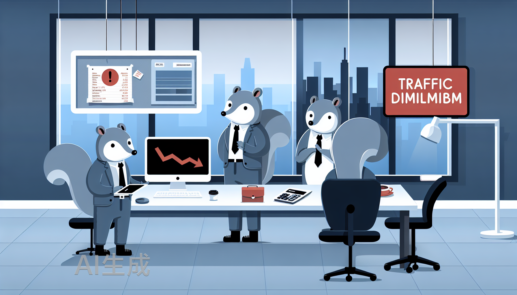 三只松鼠被困在网上