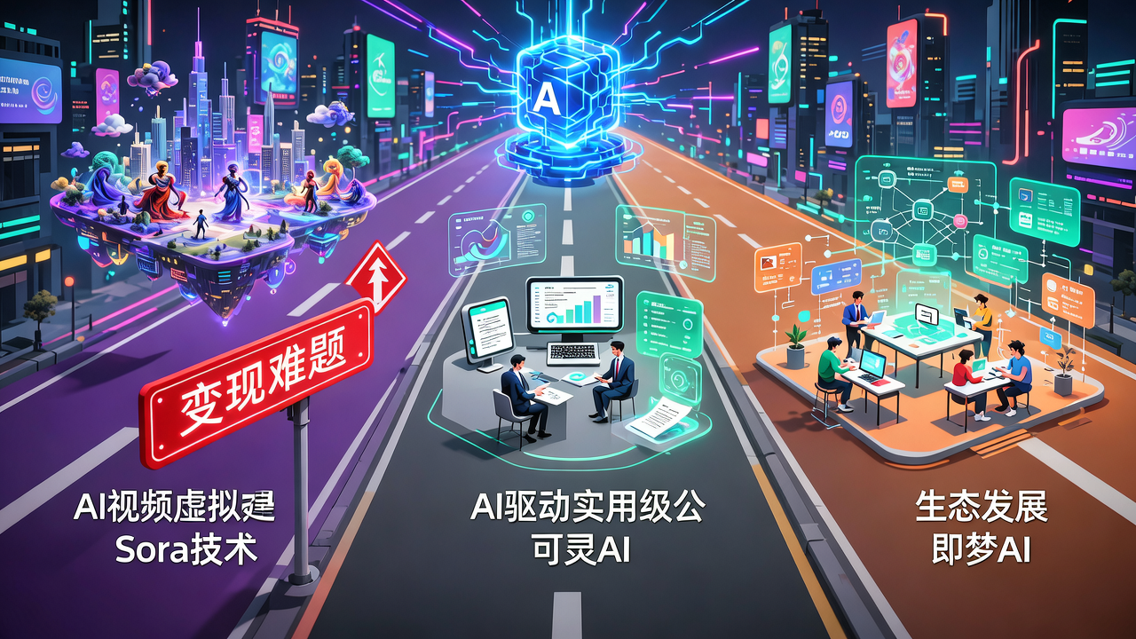 AI视频三岔路：Sora变现遇阻，可灵务实养家，即梦生态筑梦