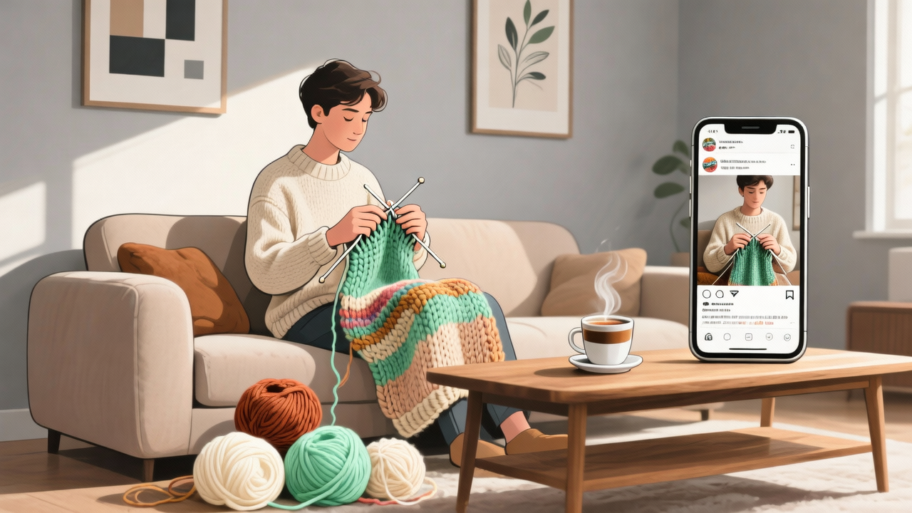 这届年轻人，流行在社交平台织毛衣