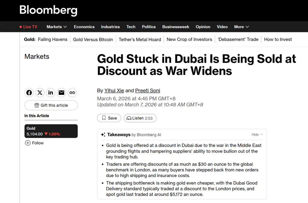 当黄金被「困」在迪拜，是时候旗帜鲜明「唱多」香港了