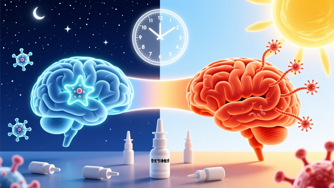 Cell Rep：你的鼻喷剂可能用错了时间？科学家发现，大脑免疫应答强度取决于昼夜节律