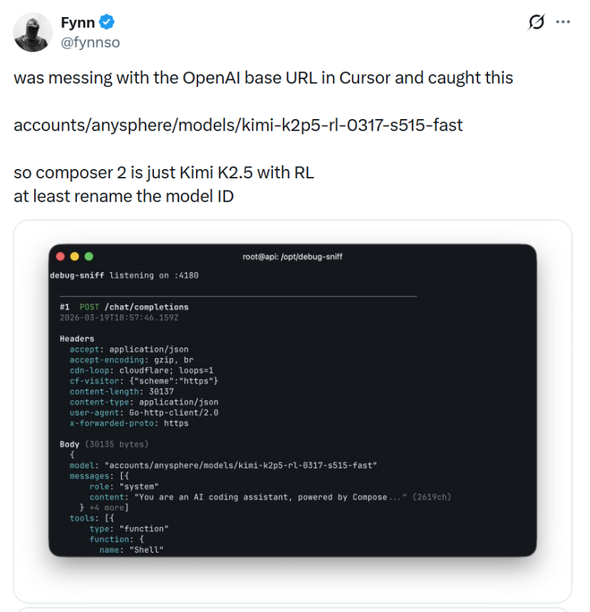 Cursor你浓眉大眼的也套壳中国模型？美国网友马斯克都看不下去了