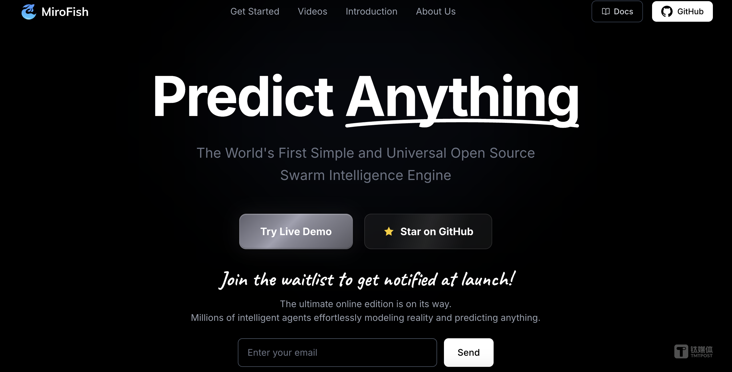 Screenshot source: MiroFish official website