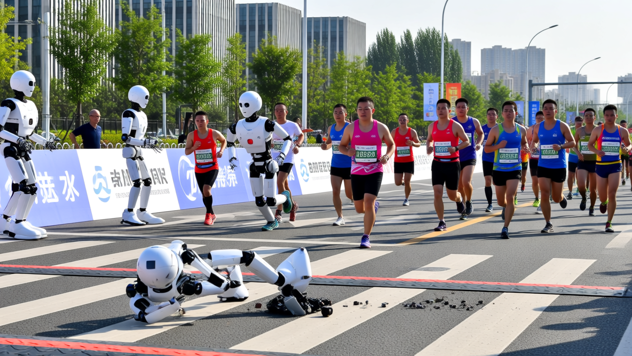 亦庄半马：机器人提速了，摔跤也出续集了