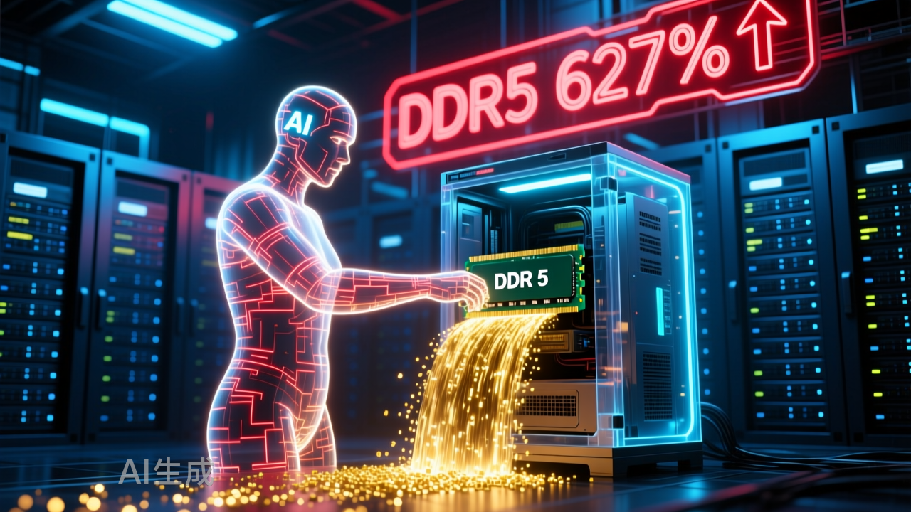 DDR5暴涨627%的背后，AI正在“抢走”你的内存