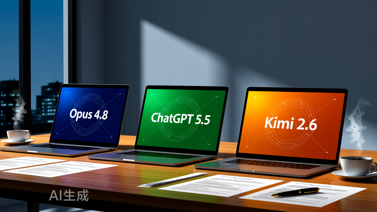 一手实测，Opus 4.8 Vs ChatGPT 5.5 Vs Kimi 2.6 ，谁最可用？