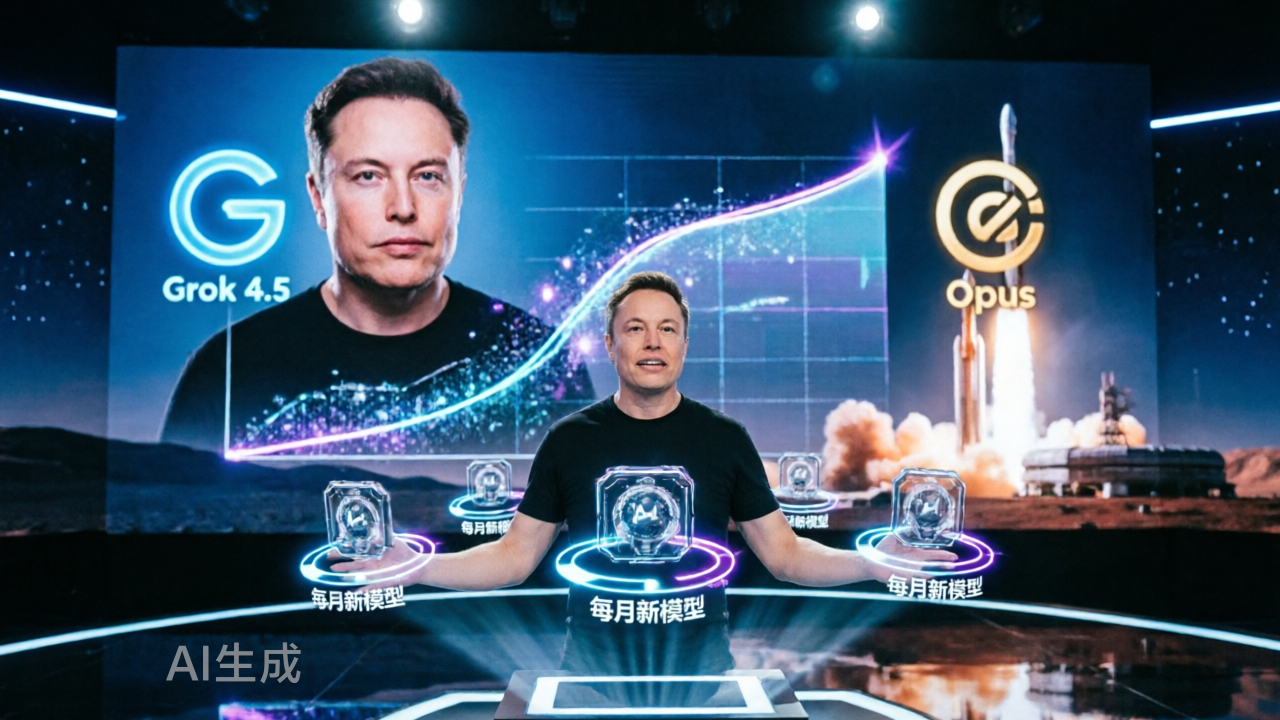 马斯克：Grok 4.5接近Opus，每月发一个新模型，AI圈要变天？