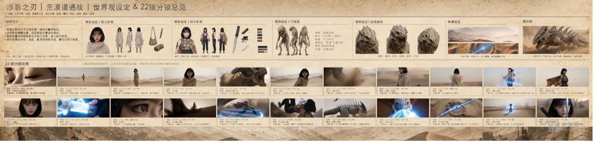《沙影之刃》世界观设定&22镜分镜总览