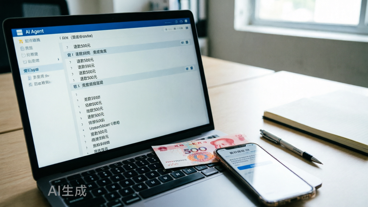 把500元退款交给Agent之后