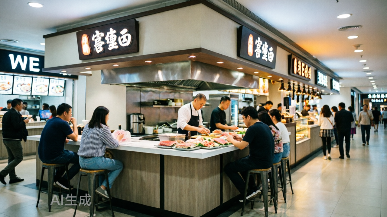 商场掀起板前潮，多品牌扎堆入局，餐饮消费逻辑正发生转变