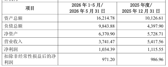 标的主要财务信息