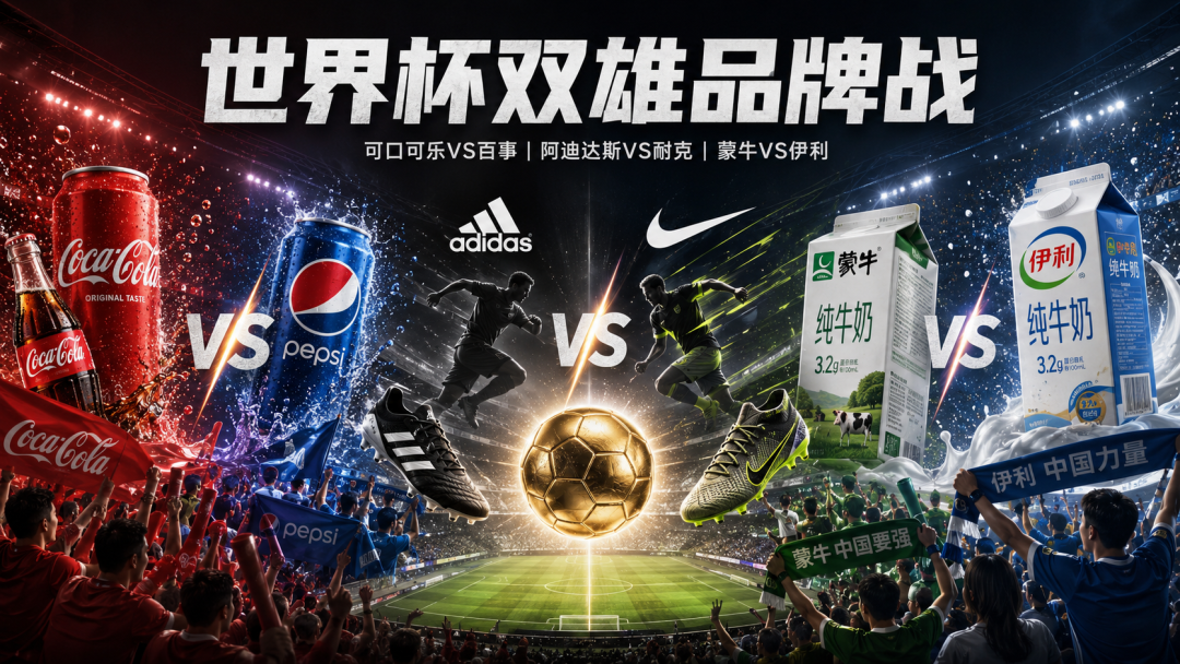 世界杯双雄品牌战，可口vs百事、阿迪vs耐克、蒙牛vs伊利