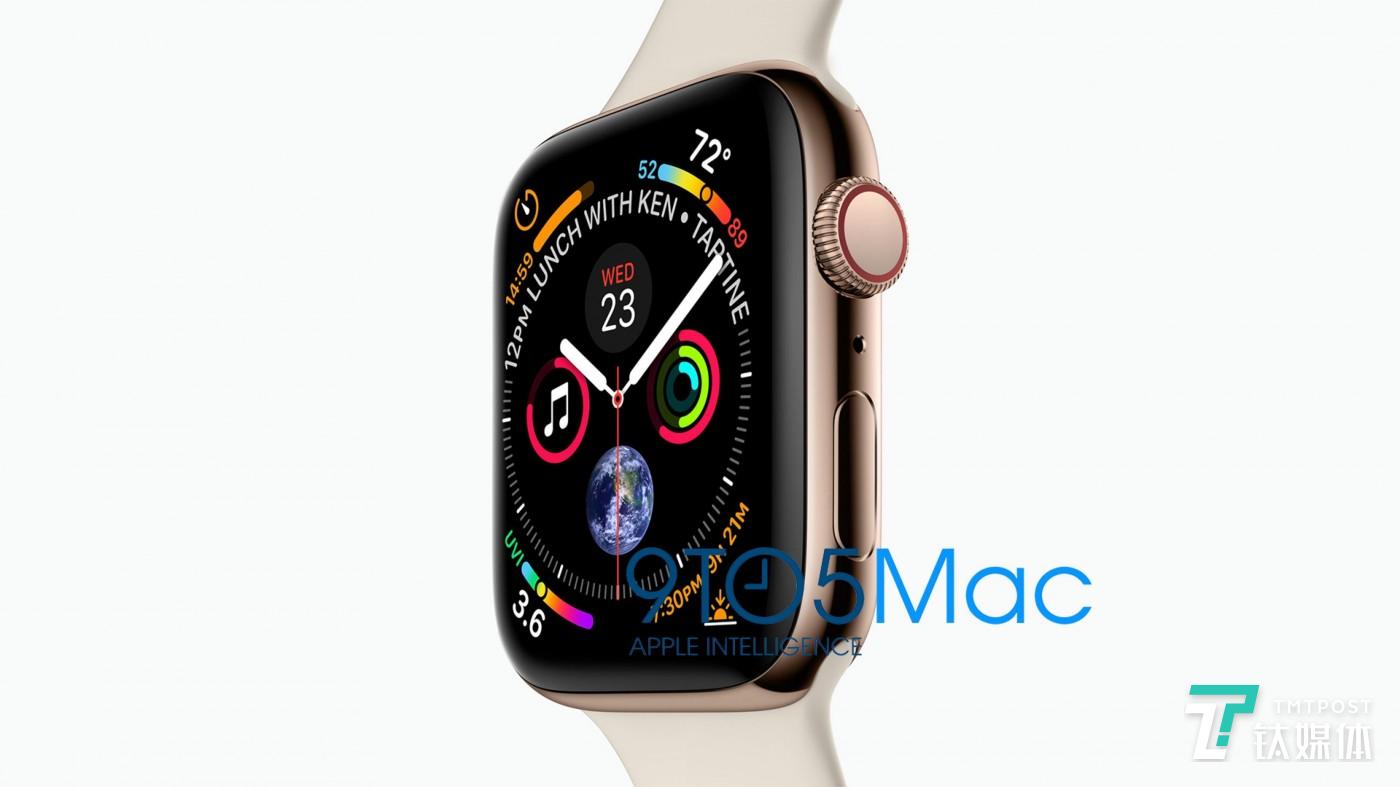 著名的苹果信息爆料网 9to5Mac 提供的 Apple Watch 4 渲染图