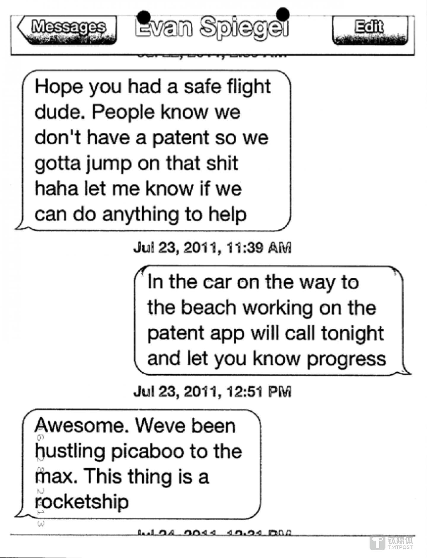 斯皮格和布朗的信息记录 来源：valleywag