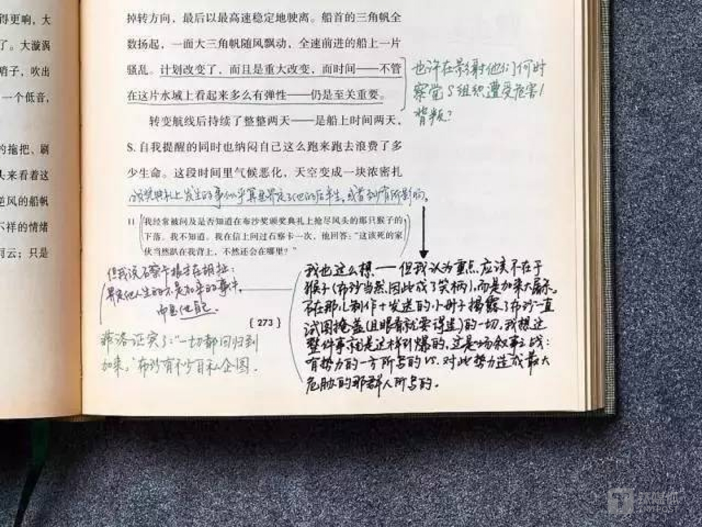 《S.》中译者注与两位读者的批注相互交织