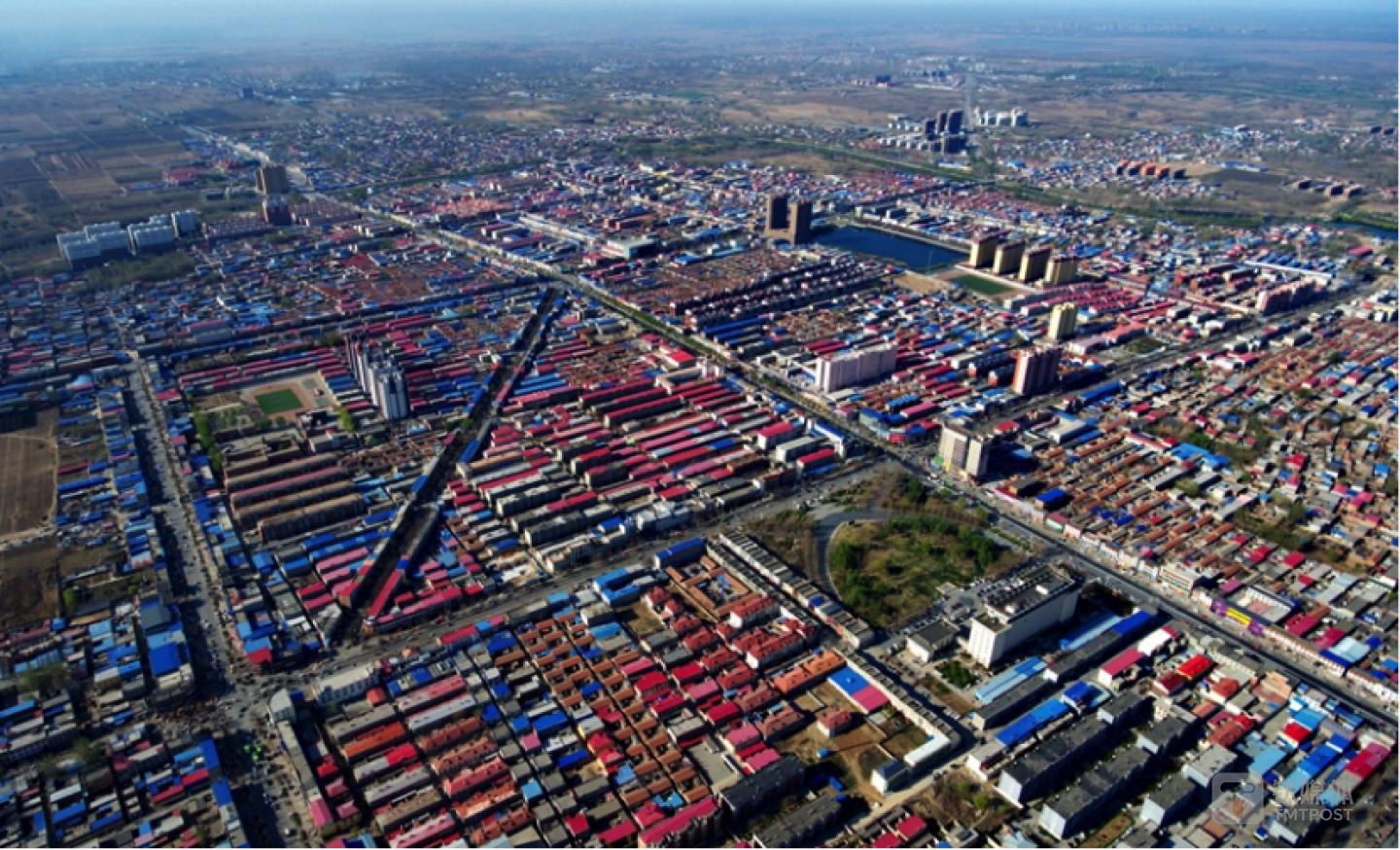 俯瞰河北省雄縣縣城。新華社記者 王曉攝