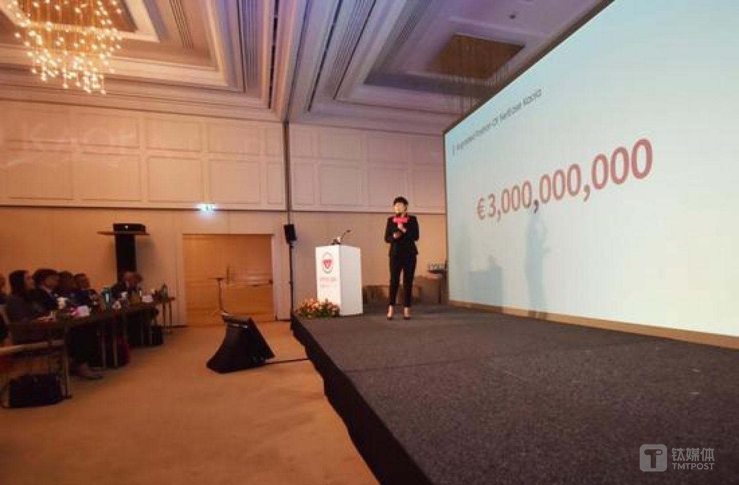 張蕾在2017年4月的德國招商會上演講