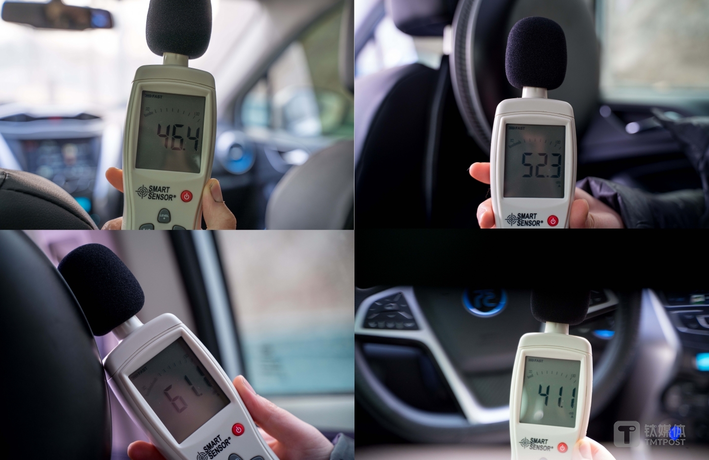 噪声表现满意，除了出风口在60分贝以上，其他都在50多，主驾驶只有40多