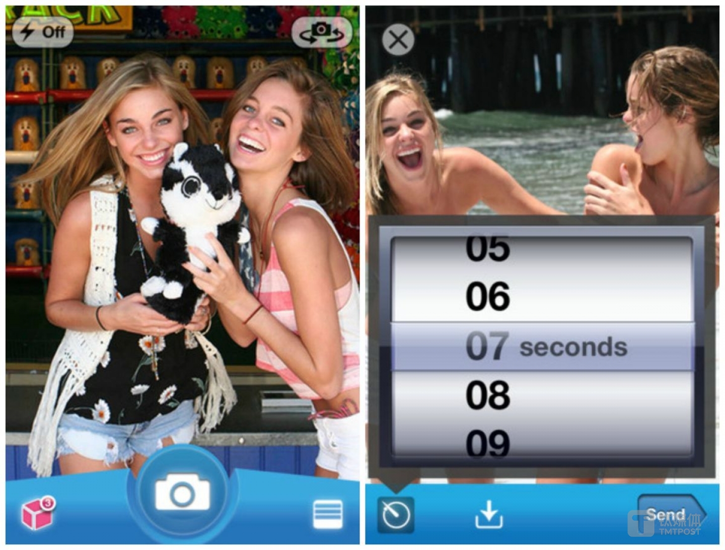 Snapchat 在2012年推出了 Android 版本并增加了视频功能 来源：mashable