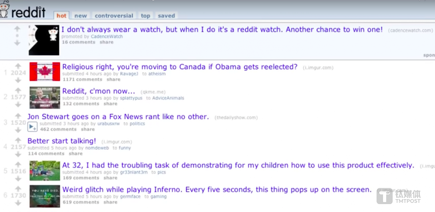 reddit界面。图片来源/reddit.com