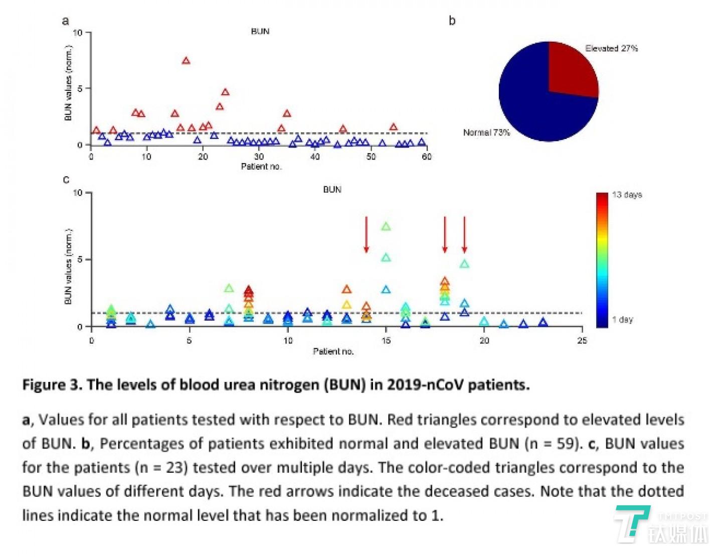 新冠肺炎患者的血浆肌酐(Cre)水平